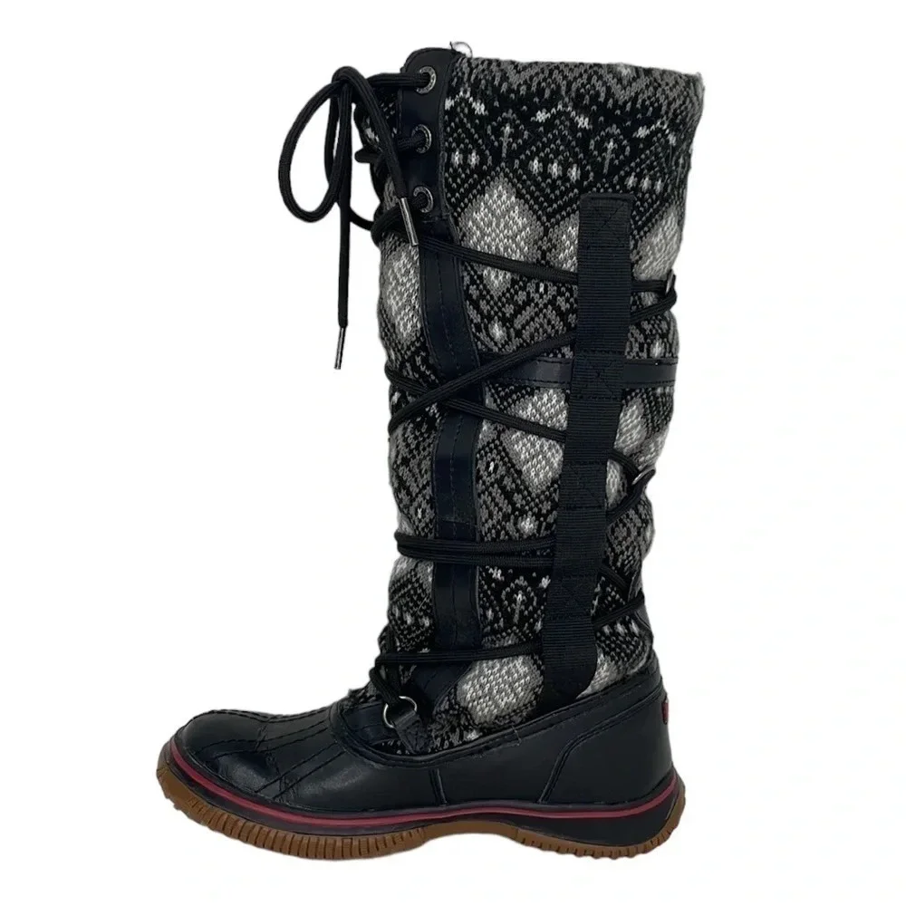 PAJAR Tall Winter Regatta Boots Fair Isle Fleece Lined Size 5.5 EU 36